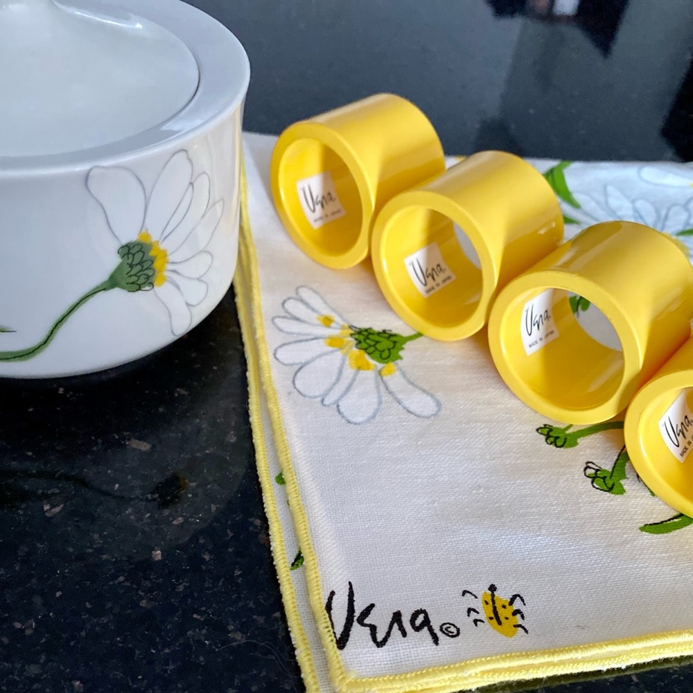 SOLD!! Vintage Retro Garden Table Set Daisies Vera Neumann for Micasa Porcelain